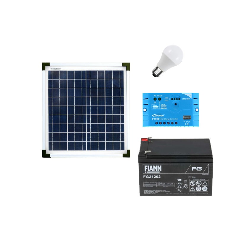 Punto luce con pannello fotovoltaico da 20W e batteria 12Ah