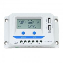 Regolatore di carica PWM 10A 12/24V con display [VS1024AU]