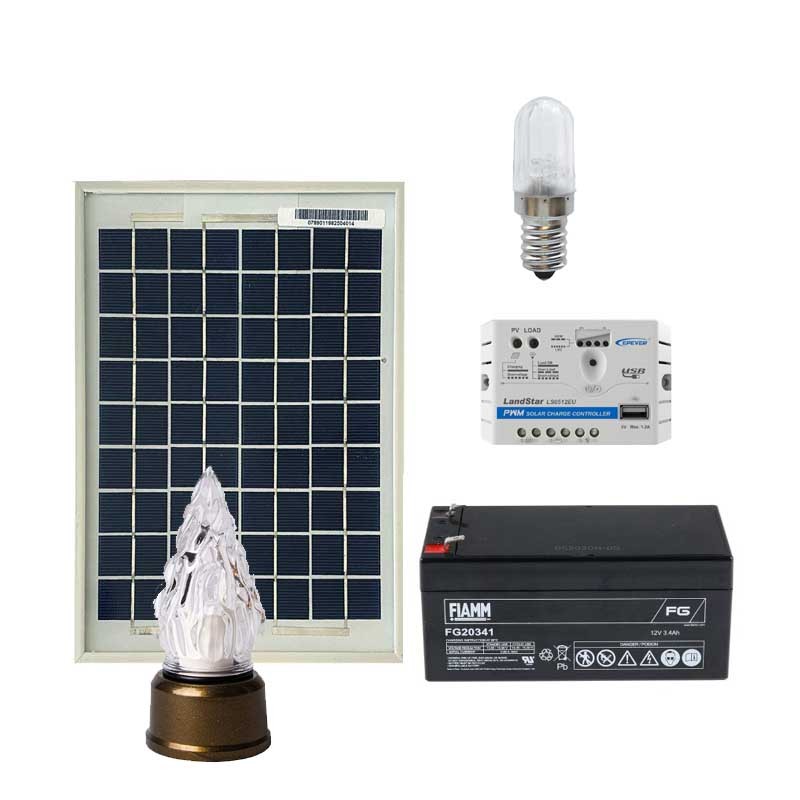 Kit Lampada votiva led 0,25W con pannello solare da 5W 12V - Ipersolar