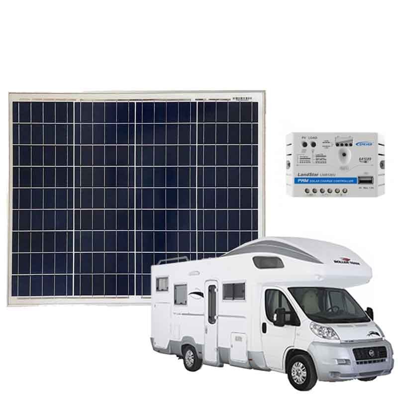 Kit Solare Fotovoltaico 50W 12V Regolatore PWM 10A Nvsolar Camper Casa  Nautica Illuminazione