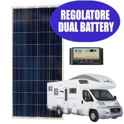 Kit solare camper 100W 12V con regolatore DUO doppia batteria