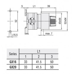 Commutatore Rotativo 1-0-2  da 16A -  LOVATO GX16-52-O48