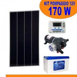 Kit solare pompaggio acqua con autoclave 170W 12V [Max 28m  max 18L/m]