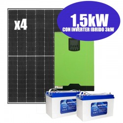 Kit solare 1,5 kWp 24V Baita / Campagna completo Out 3000W AC