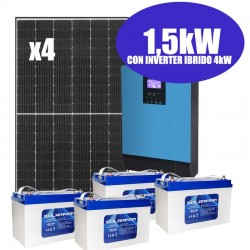 Kit solare IBRIDO 1,5 kW 48V per baita e case di campagna