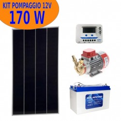 Kit solare pompaggio/travaso acqua 170W 12V [Max 28m  max 45L/m] Rover