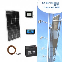 Kit solare ILLUMINAZIONE INSEGNA 30W con Faro LED 10W