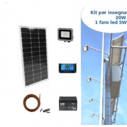 Kit solare ILLUMINAZIONE INSEGNA 20W con Faro LED 5W
