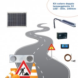 Kit solare Doppio Lampeggiante 32 LED diametro 100mm