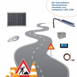Kit fotovoltaico illuminazione stradale con Lampione LED 15W