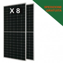 Set 8 Pannelli Solari Fotovoltaici DMEGC BIFACCIALE 375W Tot 3000W Mono...