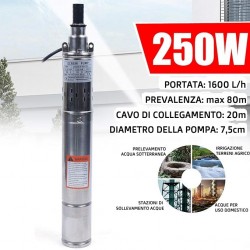 Pompa  sommersa a vite - 230V AC - 250W / max 80m / max 1600 litri ora -...