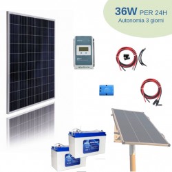 Kit alimentazione solare 24h 36Watt 12V o 24V - Autonomia 3 giorni